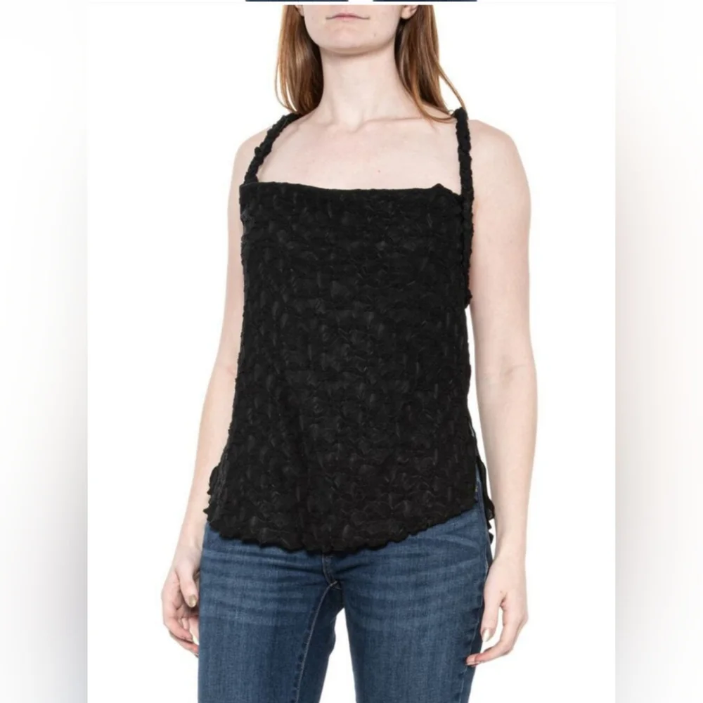 Free People Black Lace Braided-Strap Cami